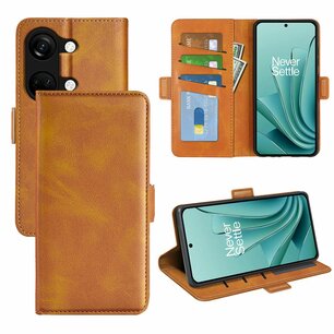 OnePlus Nord 3 Hoesje, MobyDefend Luxe Wallet Book Case (Sluiting Zijkant), Lichtbruin