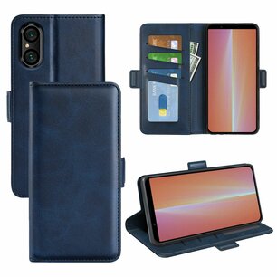 Sony Xperia 5 V Hoesje, MobyDefend Luxe Wallet Book Case (Sluiting Zijkant), Blauw