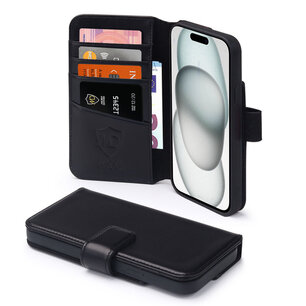 iPhone 15 Hoesje - Luxe MobyDefend Wallet Bookcase - Zwart