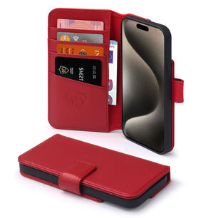 iPhone 15 Pro Max Hoesje, Luxe MobyDefend Wallet Bookcase, Rood