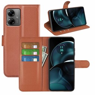 Motorola Moto G14 Hoesje, MobyDefend Kunstleren Wallet Book Case (Sluiting Voorkant), Bruin