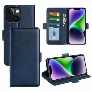iPhone 15 Hoesje, MobyDefend Luxe Wallet Book Case (Sluiting Zijkant), Blauw