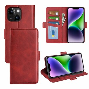 iPhone 15 Hoesje - MobyDefend Luxe Wallet Book Case (Sluiting Zijkant) - Rood