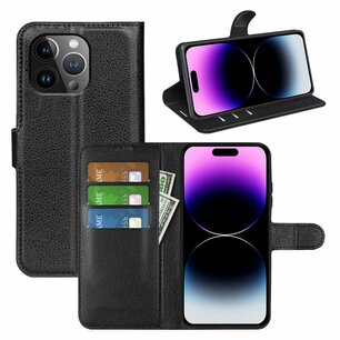 iPhone 15 Pro Max Hoesje, MobyDefend Kunstleren Wallet Book Case (Sluiting Voorkant), Zwart