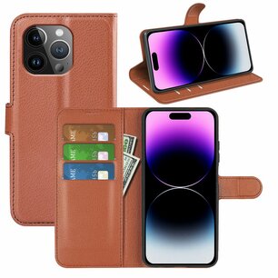 iPhone 15 Pro Max Hoesje, MobyDefend Kunstleren Wallet Book Case (Sluiting Voorkant), Bruin