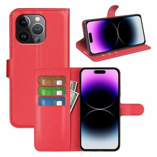 iPhone 15 Pro Max Hoesje, MobyDefend Kunstleren Wallet Book Case (Sluiting Voorkant), Rood