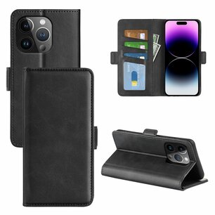 iPhone 15 Pro Max Hoesje, MobyDefend Luxe Wallet Book Case (Sluiting Zijkant), Zwart