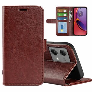 Motorola Moto G84 Hoesje, MobyDefend Wallet Book Case (Sluiting Achterkant), Bruin