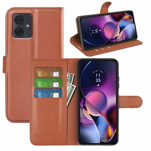 Motorola Moto G54 Hoesje, MobyDefend Kunstleren Wallet Book Case (Sluiting Voorkant), Bruin