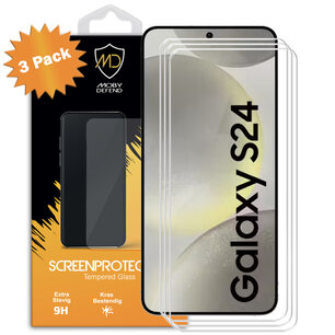 3-Pack Samsung Galaxy S24 Screenprotectors - MobyDefend Case-Friendly Screensavers - Gehard Glas