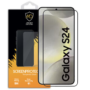 Samsung Galaxy S24 Screenprotector - MobyDefend Screensaver Met Zwarte Randen - Gehard Glas
