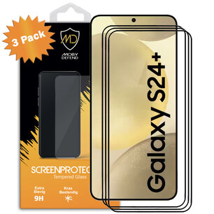 3-Pack Samsung Galaxy S24 Plus (S24+) Screenprotectors - MobyDefend Screensavers Met Zwarte Randen - Gehard Glas 
