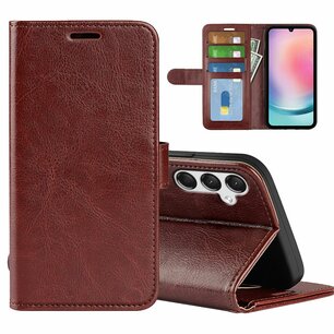 Samsung Galaxy A25 Hoesje, MobyDefend Wallet Book Case (Sluiting Achterkant), Bruin