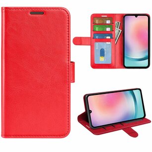 Samsung Galaxy A25 Hoesje, MobyDefend Wallet Book Case (Sluiting Achterkant), Rood