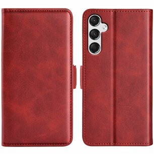 Samsung Galaxy A25 Hoesje, MobyDefend Luxe Wallet Book Case (Sluiting Zijkant), Rood