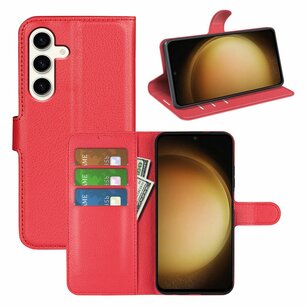 Samsung Galaxy S24 Plus (S24+) Hoesje, MobyDefend Kunstleren Wallet Book Case (Sluiting Voorkant), Rood