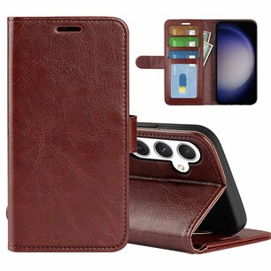 Samsung Galaxy S24 Hoesje, MobyDefend Wallet Book Case (Sluiting Achterkant), Bruin