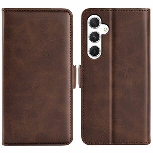 Samsung Galaxy S24 Hoesje, MobyDefend Luxe Wallet Book Case (Sluiting Zijkant), Bruin
