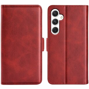 Samsung Galaxy S24 Hoesje, MobyDefend Luxe Wallet Book Case (Sluiting Zijkant), Rood