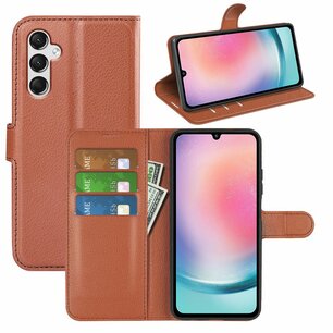Samsung Galaxy A25 Hoesje, MobyDefend Kunstleren Wallet Book Case (Sluiting Voorkant), Bruin