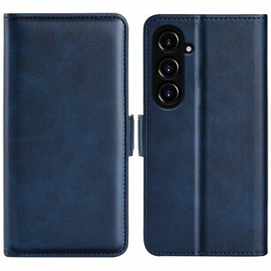 Samsung Galaxy S23 FE Hoesje, MobyDefend Luxe Wallet Book Case (Sluiting Zijkant), Blauw