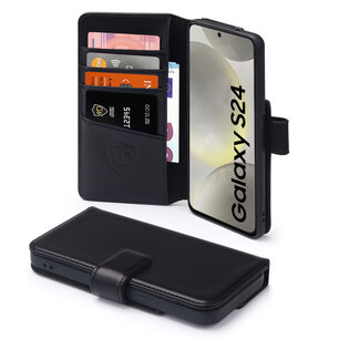 Samsung Galaxy S24 Hoesje, Luxe MobyDefend Wallet Bookcase, Zwart