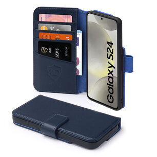 Samsung Galaxy S24 Hoesje, Luxe MobyDefend Wallet Bookcase, Blauw