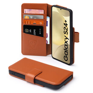 Samsung Galaxy S24 Plus (S24+) Hoesje, Luxe MobyDefend Wallet Bookcase, Bruin