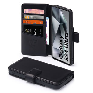 Samsung Galaxy S24 Ultra Hoesje, Luxe MobyDefend Wallet Bookcase, Zwart