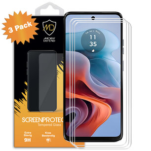 3-Pack Motorola Moto G34 Screenprotectors, MobyDefend Case-Friendly Gehard Glas Screensavers