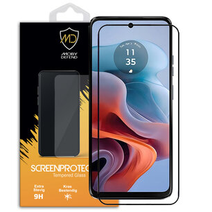 Motorola Moto G34 Screenprotector, MobyDefend Gehard Glas Screensaver, Zwarte Randen
