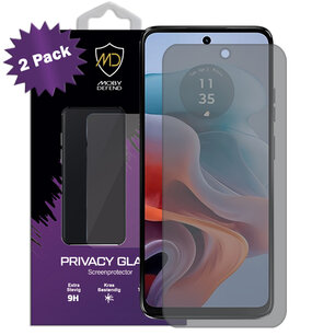 2-Pack MobyDefend Motorola Moto G34 Screenprotectors - Matte Privacy Glass Screensavers