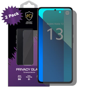 2-Pack MobyDefend Xiaomi Redmi Note 13 4G Screenprotectors - HD Privacy Glass Screensavers