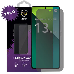 2-Pack MobyDefend Xiaomi Redmi Note 13 Pro 5G Screenprotectors - HD Privacy Glass Screensavers