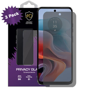 3-Pack MobyDefend Motorola Moto G34 Screenprotectors - HD Privacy Glass Screensavers