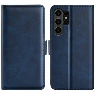 Samsung Galaxy S24 Ultra Hoesje, MobyDefend Luxe Wallet Book Case (Sluiting Zijkant), Blauw
