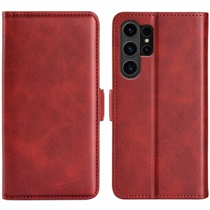 Samsung Galaxy S24 Ultra Hoesje, MobyDefend Luxe Wallet Book Case (Sluiting Zijkant), Rood