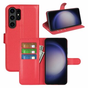Samsung Galaxy S24 Ultra Hoesje, MobyDefend Kunstleren Wallet Book Case (Sluiting Voorkant), Rood