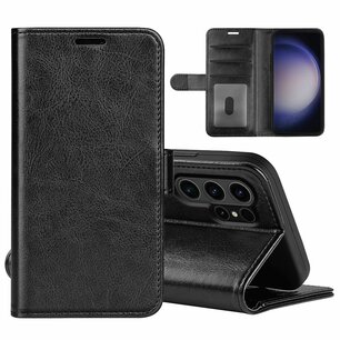Samsung Galaxy S24 Ultra Hoesje, MobyDefend Wallet Book Case (Sluiting Achterkant), Zwart