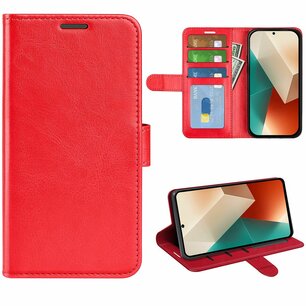 Xiaomi Redmi Note 13 5G Hoesje, MobyDefend Wallet Book Case (Sluiting Achterkant), Rood