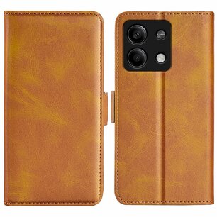 Xiaomi Redmi Note 13 5G Hoesje, MobyDefend Luxe Wallet Book Case (Sluiting Zijkant), Lichtbruin