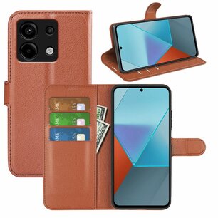 Xiaomi Redmi Note 13 Pro 5G Hoesje, MobyDefend Kunstleren Wallet Book Case (Sluiting Voorkant), Bruin