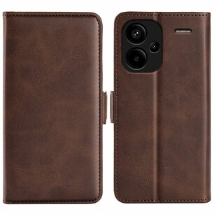 Xiaomi Redmi Note 13 Pro Plus Hoesje, MobyDefend Luxe Wallet Book Case (Sluiting Zijkant), Bruin