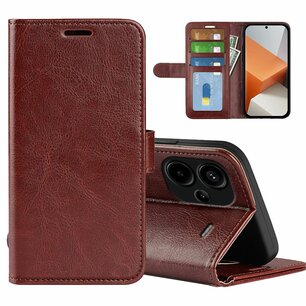 Xiaomi Redmi Note 13 Pro Plus Hoesje, MobyDefend Wallet Book Case (Sluiting Achterkant), Bruin