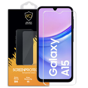 Samsung Galaxy A15 Screenprotector, MobyDefend Case-Friendly Gehard Glas Screensaver