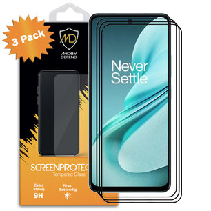 3-Pack OnePlus Nord N30 SE Screenprotectors, MobyDefend Gehard Glas Screensavers, Zwarte Randen