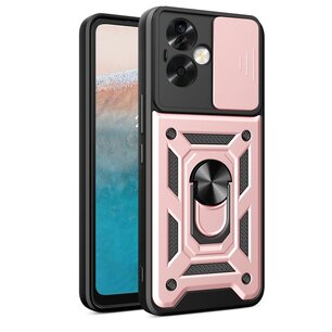Oppo A79 / OnePlus Nord N30 SE Hoesje, MobyDefend Pantsercase Met Draaibare Ring, Rosé