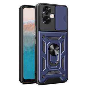 Oppo A79 / OnePlus Nord N30 SE Hoesje, MobyDefend Pantsercase Met Draaibare Ring, Blauw