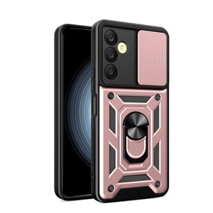 Samsung Galaxy A25 Hoesje, MobyDefend Pantsercase Met Draaibare Ring, Rosé
