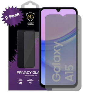 2-Pack MobyDefend Samsung Galaxy A15 Screenprotectors - Matte Privacy Glass Screensavers
